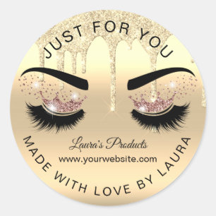 Sticker Rond goutte rosegold lashes couronne maquillage de la c