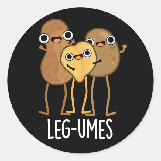 Sticker Rond Gouttes de jambe amusantes Legume Pun Dark BG (Devant)