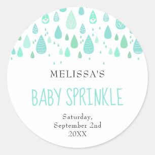Sticker Rond Gouttes de pluie vert menthe pour baby sprinkle