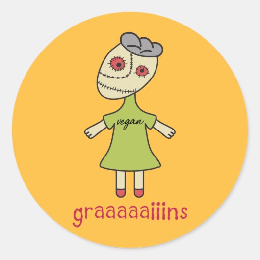 Sticker Rond Graaaaiins Vegan Zombie (Devant)