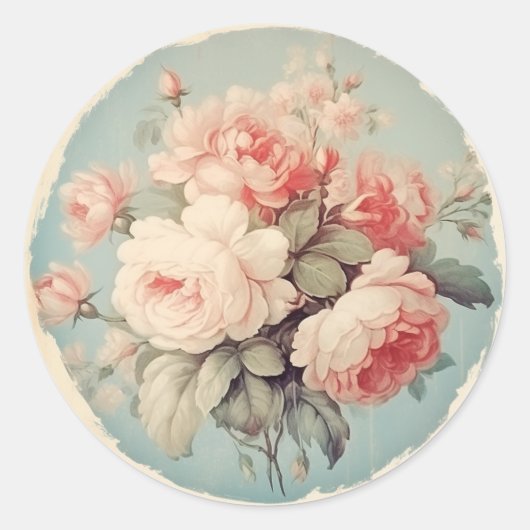 Sticker Rond Grâce rustique, shabby chic rose (Devant)