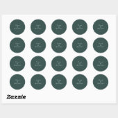 Sticker Rond GRACE Sceau d'enveloppe moderne bleu/Mariage Turqu (Feuille)