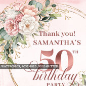 Sticker Rond Graceful Blush Floral Greenery 50th Birthday Label