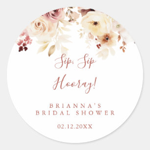 Sticker Rond Graceful Floral Sip Sip Hooray Robe de Mariée