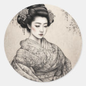 Sticker Rond Graceful Geisha : (Devant)
