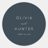 Sticker Rond Graceful Navy Calligraphy (Devant)