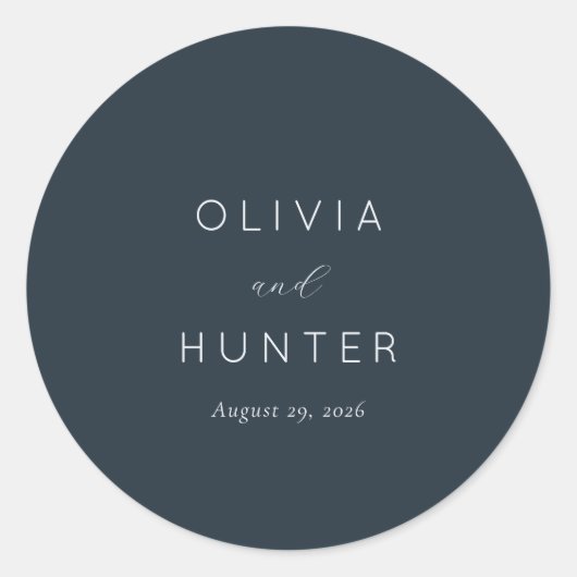 Sticker Rond Graceful Navy Calligraphy (Devant)