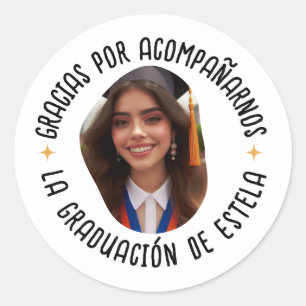 Sticker Rond Gracias por acompañarnos graduación con foto