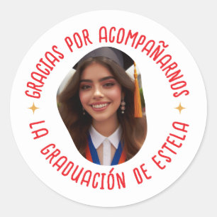 Sticker Rond Gracias por acompañarnos graduación con foto