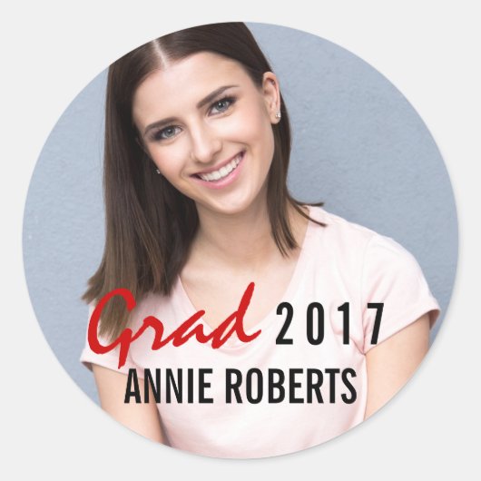Sticker Rond Grad 2017 écrit à la main photo de graduation mode (Devant)