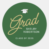 Sticker Rond Grad Moderne Script Green Graduation (Devant)
