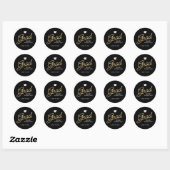 Sticker Rond Grad Moderne Script noir et or Graduation (Feuille)