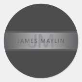 Sticker Rond Gradient gris foncé moderne Nom ou raison sociale (Devant)