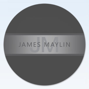 Sticker Rond Gradient gris foncé moderne Nom ou raison sociale