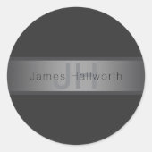 Sticker Rond Gradient gris foncé moderne Nom ou raison sociale (Devant)