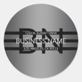 Sticker Rond Gradient gris moderne et bandes noires horizontale (Devant)