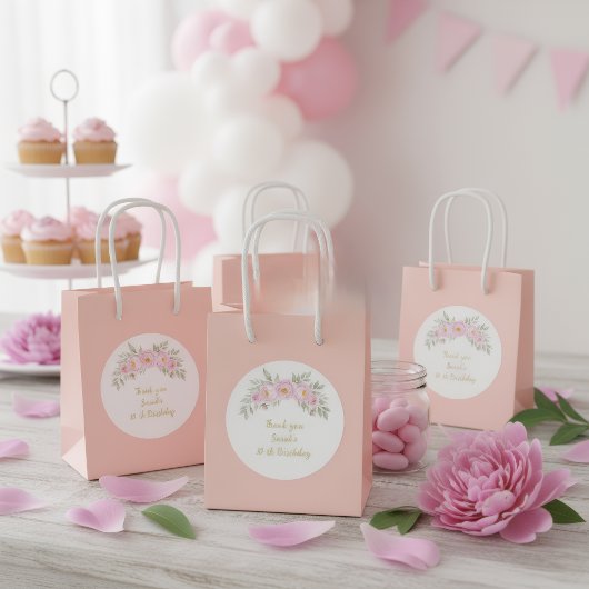 Sticker Rond gradient party watercolor pink Custom Birthday