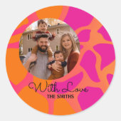 Sticker Rond Gradient rose orange et chaud avec amour (Devant)
