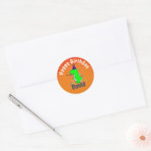 Sticker Rond Gradient T-Rex Dino mou et en colère (Enveloppe)