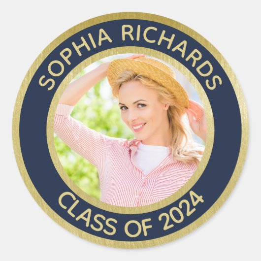 Sticker Rond Graduate 2024 Photo personnalisée (Devant)