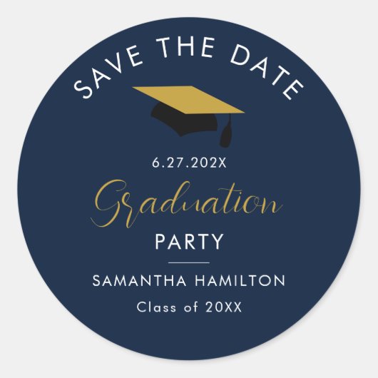 Sticker Rond Graduate 2024 Script Enregistrer la date Grad Part (Devant)