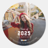 Sticker Rond Graduate 2025 Red Photo Graduation Party (Devant)