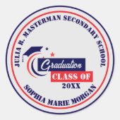 Sticker Rond Graduate Bleu Rouge Blanc Graduation (Devant)