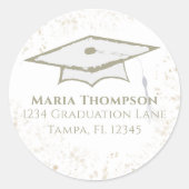 Sticker Rond Graduate Casquette Simple Modern Confetti Adresse (Devant)