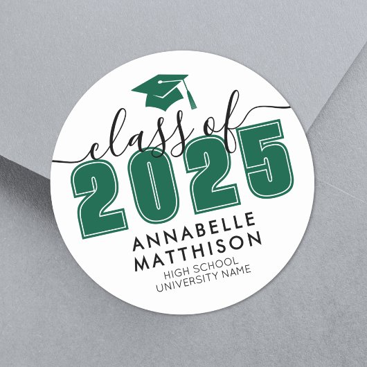 Sticker Rond Graduate De 2025 Green Graduation
