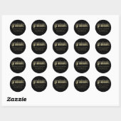 Sticker Rond Graduate Gold Black Adresse de retour simple (Feuille)