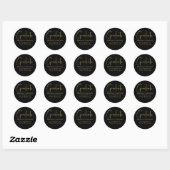 Sticker Rond Graduate Gold Black Calligraphy Adresse de retour (Feuille)