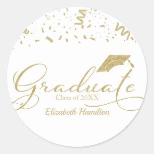 Sticker Rond Graduate Gold Foil Classic noir 