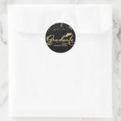 Sticker Rond Graduate Gold Foil Graduation Party Noir (Sac)