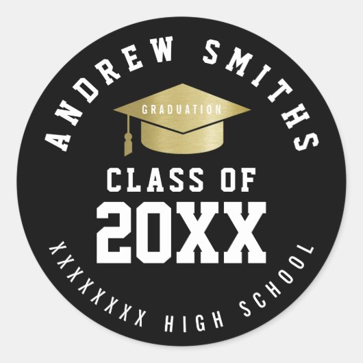 Sticker Rond graduate / graduation "class of" black (Devant)