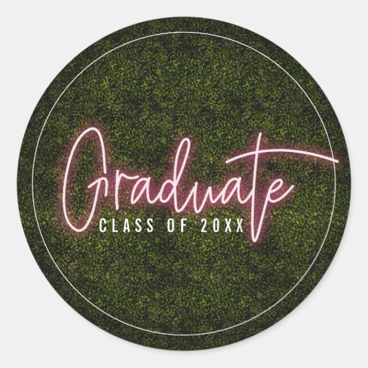 Sticker Rond Graduate Pink Neon Classe de Graduation (Devant)