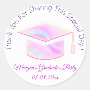 Sticker Rond Graduate Pink Purple Student Cup Favoriser C Merci