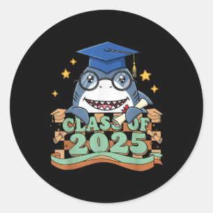 Sticker Rond Graduate Shark Cl De 2025 Enfants Hommes Femmes Gr