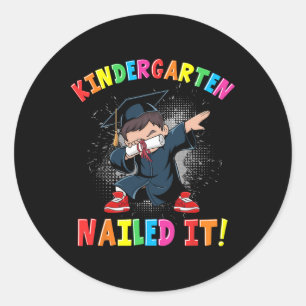 Sticker Rond Graduation 2025 Garçons Enfants Dabbing Gra