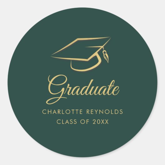 Sticker Rond Graduation 2025 Grad Casquette moderne (Devant)