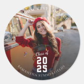 Sticker Rond Graduation 2025 Red Photo Grad Party (Devant)