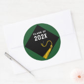 Sticker Rond Graduation 2025 Vert (Enveloppe)