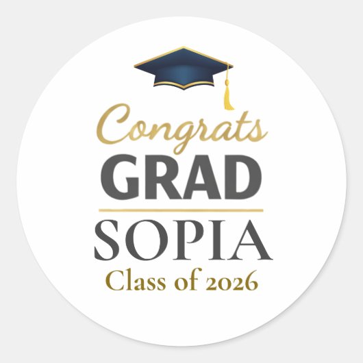 Sticker Rond Graduation 2026 Personalized Congrats Grad (Devant)