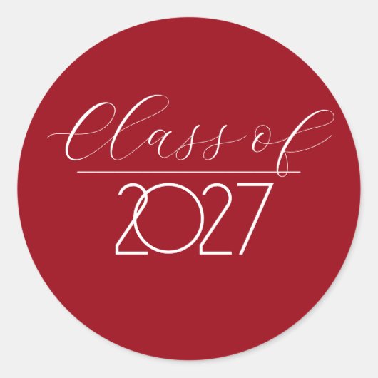 Sticker Rond Graduation 2027 Rouge et blanc (Devant)