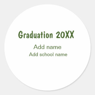 Sticker Rond Graduation 20XX ajouter nom année école vert moder