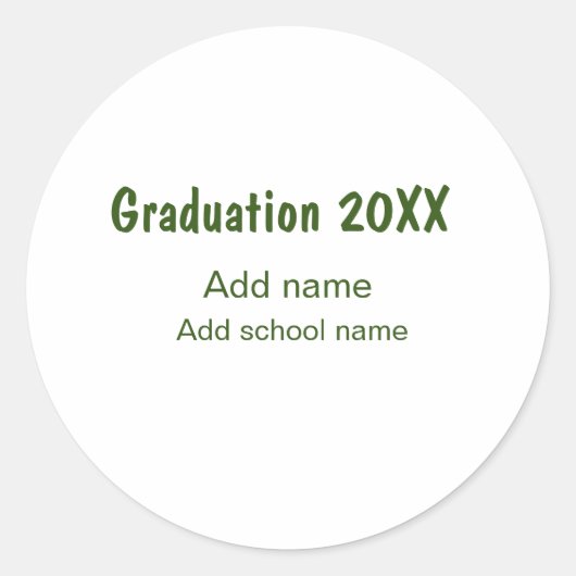 Sticker Rond Graduation 20XX ajouter nom année école vert moder (Devant)