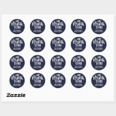 Sticker Rond Graduation Argent Mortboard MERCI Marine Bleu (Feuille)