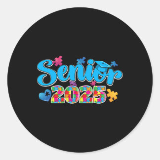 Sticker Rond Graduation Autistique Étudiant Senior 2025 Autism