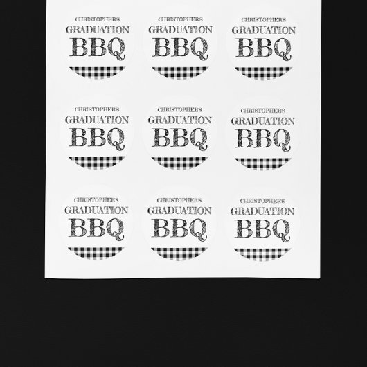 Sticker Rond Graduation BBQ Gingham