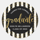 Sticker Rond Graduation Black Gold Parties scintillant Confetti (Devant)