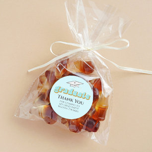 Sticker Rond Graduation bleu Graduate Retro Typographie simple